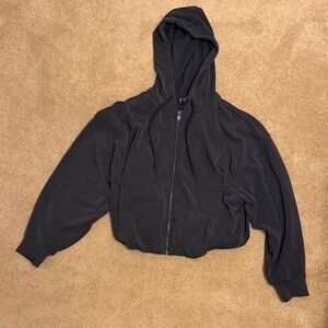 Athleta Black Hooded Zip-Up Jacket